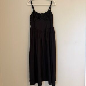 Free Assembly Like New Womens Corset Top Scoop Neck Black Midi Dress Large 12-14